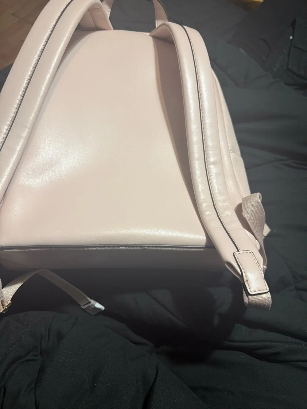 Michael Kors Mini Pebbled Leather Backpack in Pale Pink with Gold Chain
